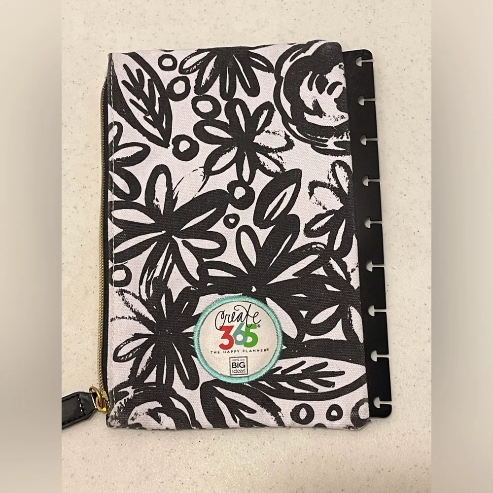 Create 365 Black Floral Canvas Pencil Case Insert ~ Fits Discbound Systems